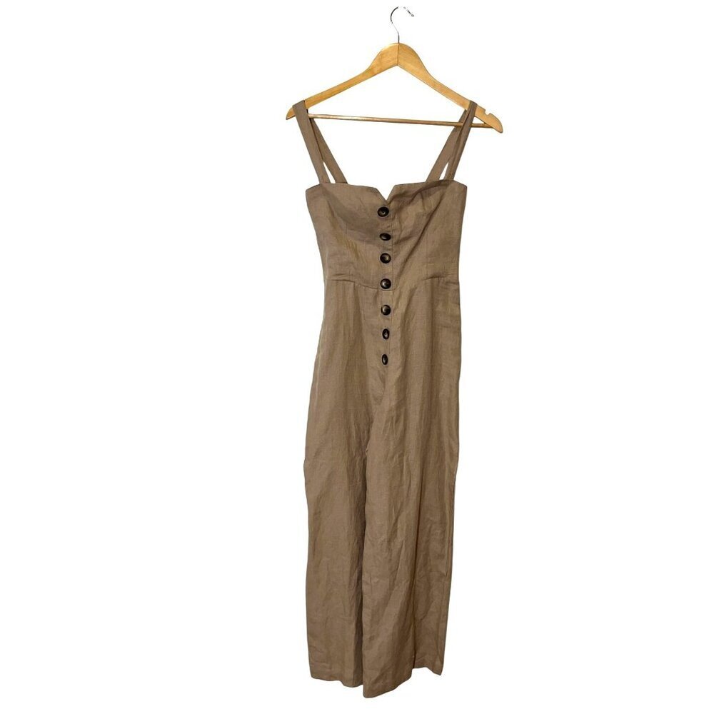 Reformation Torta Linen Jumpsuit in Sand Beige 33599 Size 0 Womens - Picture 5 of 13